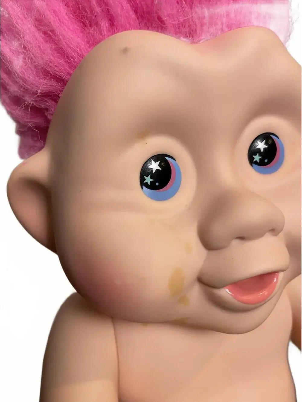 Vintage 1991 Magic Troll Baby Doll Pink Hair Large Troll Figure